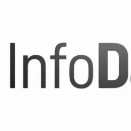 Logo firmy InfoDachy z motywem orła w geometrycznej formie.