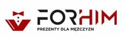 Logo firmy 'FOR HIM' z symbolem czerwonej muszki i frazą 'PREZENTY DLA MĘŻCZYZN' poniżej.