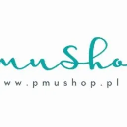 Logo 'PmuShop' w kolorze turkusowym, z adresem strony internetowej www.pmushop.pl poniżej, na białym tle.