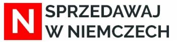 Logo z czerwoną literą N w kwadracie i napisem 'SPRZEDAWAJ W NIEMCZECH' w kolorze czarnym.