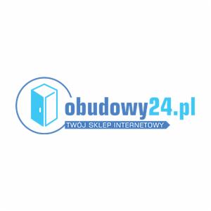 Logo sklepu internetowego obudowy24.pl z niebieską ikoną szafki elektrycznej w okręgu.