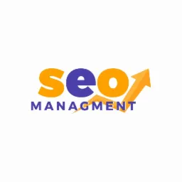 Graficzne logo SEO Management z pomarańczową strzałką skierowaną w górę symbolizującą wzrost.