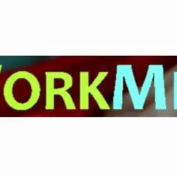 Logo firmy WorkMed z zielonym napisem 'WORK' i turkusowym 'MED' na tle czerwono-biało-zielonym