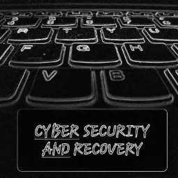 Stylizowana klawiatura laptopa z napisem 'Cyber Security and Recovery' w dolnej części kadru.