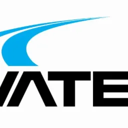 Logo firmy Vavatech z niebieskim symbolem przypominającym ścieżkę lub drogę nad czarnym napisem.