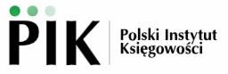Logo Polskiego Instytutu Księgowości z trzema zielonymi kropkami nad skrótem PIK.