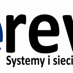 Logo firmy RevSI z niebieskim globem sieciowym po lewej i czarnym napisem 'rev' oraz niebieskim 'SI' po prawej, pod napisem tekst 'Systemy i sieci informatyczne'.