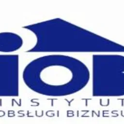 Niebieskie logo IOB - Instytut Obsługi Biznesu na białym tle.