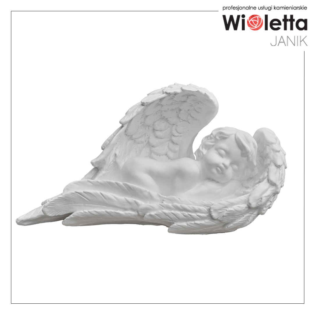 Figura anioła – rzeźba nagrobna przedstawiająca aniołka, symbol opieki i pamięci.