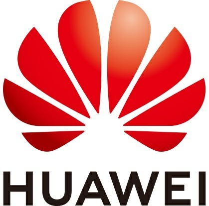 Czerwone logo Huawei z gradientem, przypominające kwiat, na białym tle.