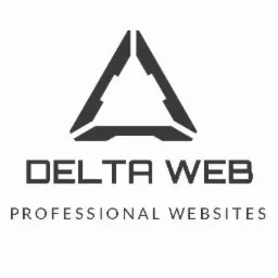 Logo firmy Delta Web z geometrycznym symbolem trójkąta i napisem 'Professional Websites' poniżej nazwy.