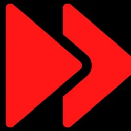 Dwa czerwone strzałki skierowane w prawo, umieszczone jedna nad drugą, na czarnym tle, symbolizujące przyspieszenie lub postęp.