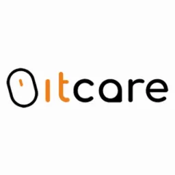 Logo firmy 'Oitcare' z elementem zegara w miejscu litery 'O' i pomarańczowym akcentem na literze 'I' na białym tle.