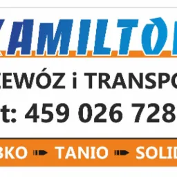 Logo firmy transportowej Kamilton z hasłem: Szybko, Tanio, Solidnie i numerem telefonu.