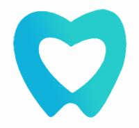 Stylizowane logo w kształcie zęba z sercem w środku, gradient od turkusowego do zielonego.