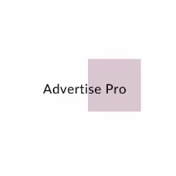 Logo 'Advertise Pro' z tekstem nałożonym na jasnofioletowy kwadrat.