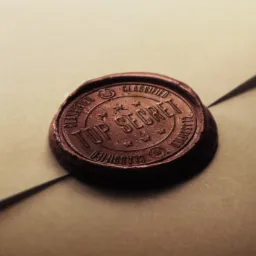 Zamknięta brązową pieczęcią z napisem 'TOP SECRET' koperta, sugerująca tajne informacje, usługa detektywistyczna w Mrągowie.