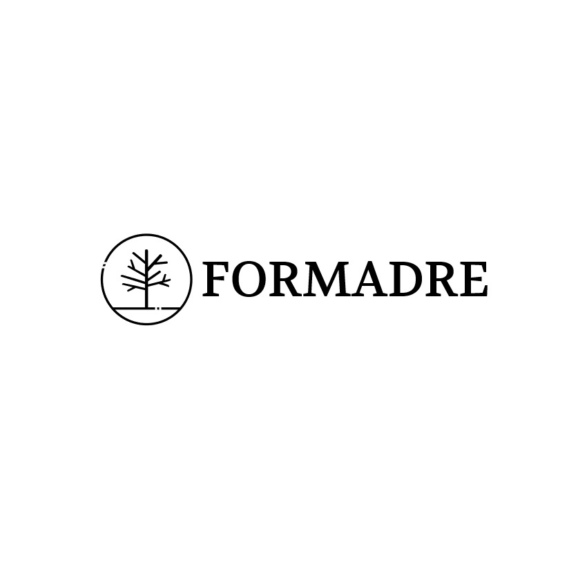 Logo firmy Formadre z minimalistycznym rysunkiem drzewa w okręgu.