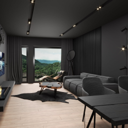 Karpacza - salon w mieszkaniu o powierzchni 60mkw 