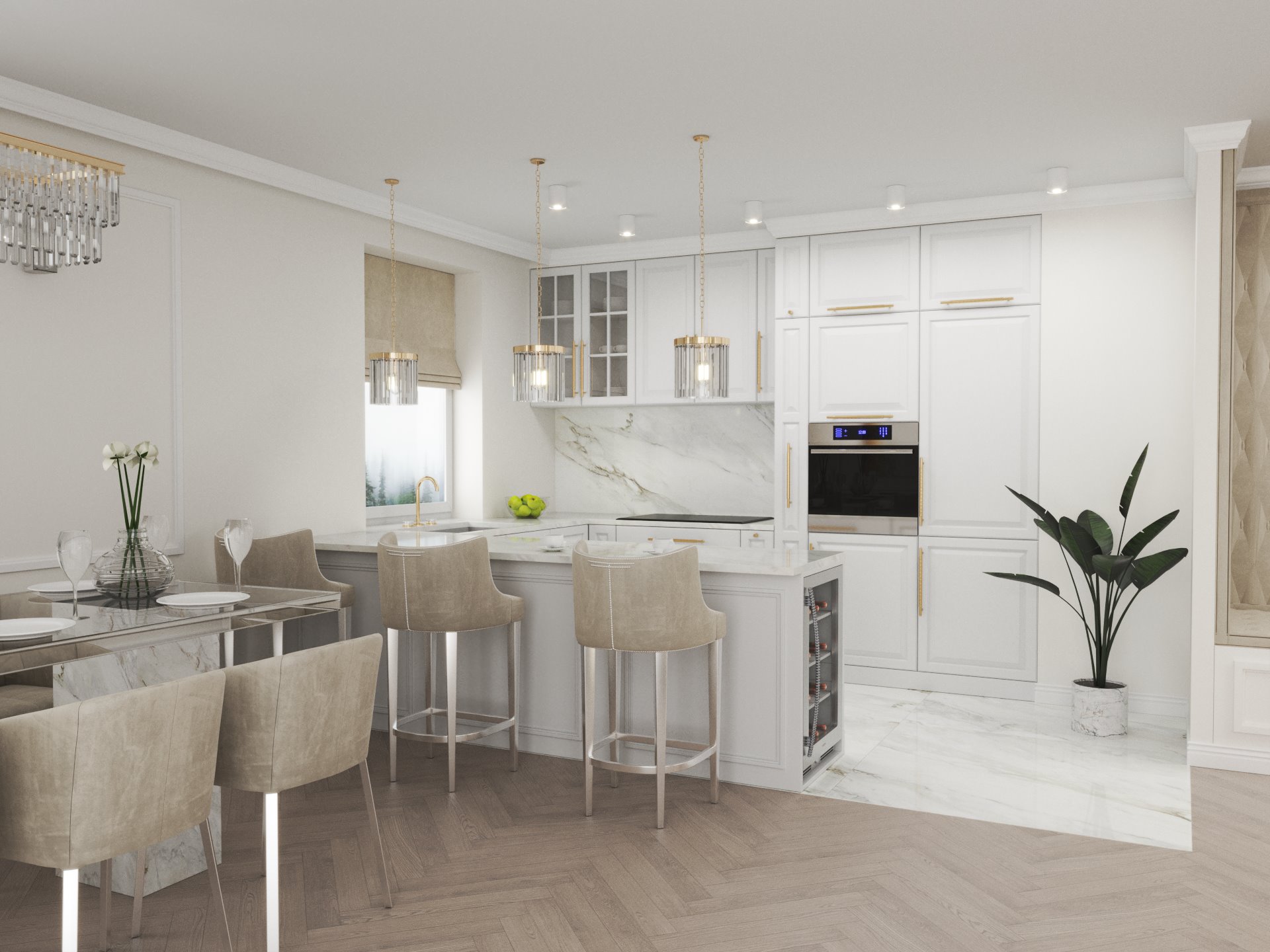 Kuchnia w stylu Glamour (mieszkanie 75mkw)