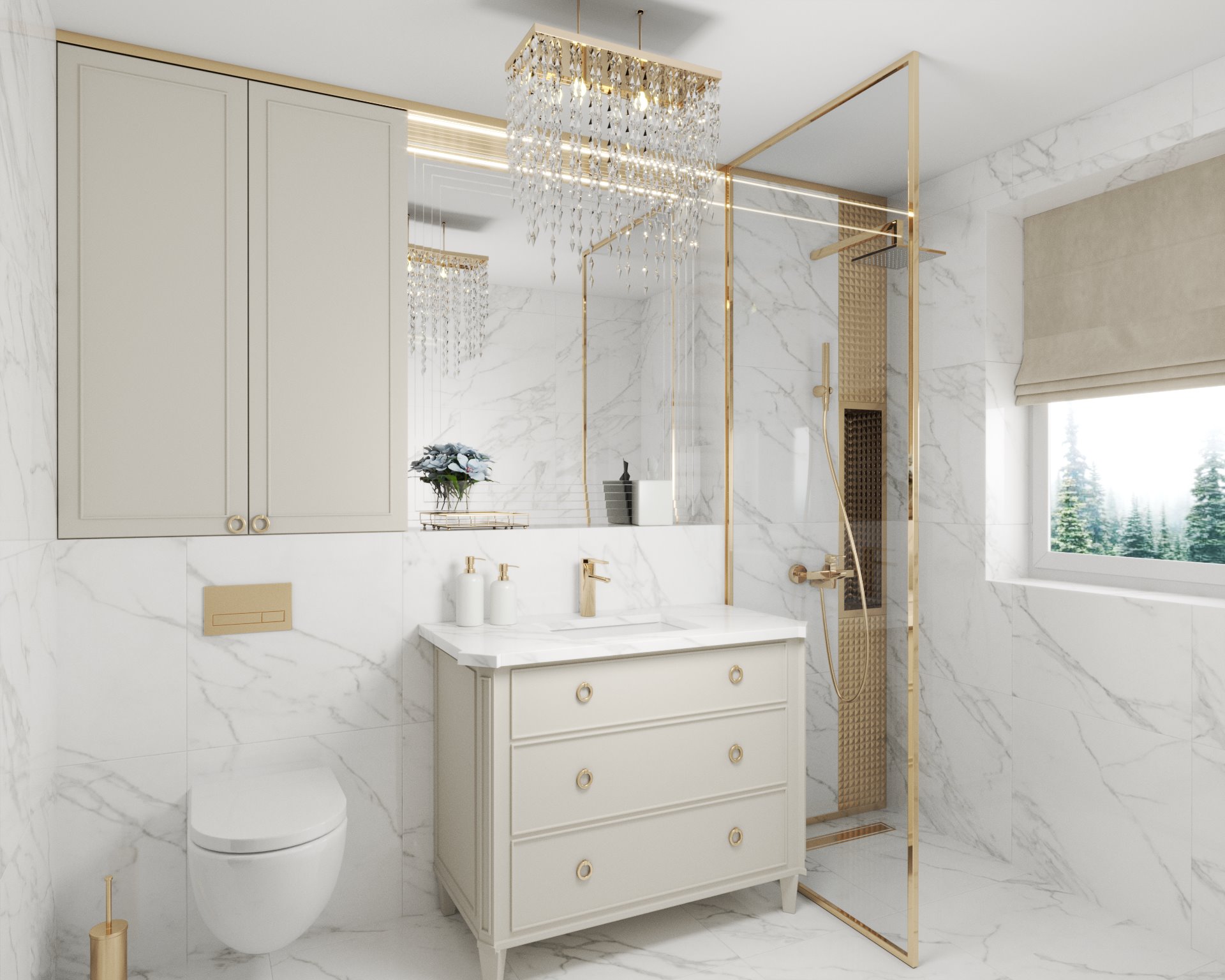 Łazienka w stylu Glamour w mieszkaniu we Wrocławiu (75mkw)