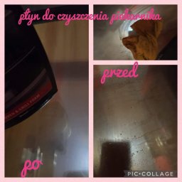 JUŻ w PORZĄDKU - Kolaż: Piekarnik przed czyszczeniem (zabrudzony) i po czyszczeniu (czysty), z widocznym płynem do czyszczenia piekarników Better.