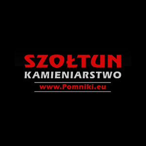 Czarno-czerwone logo firmy kamieniarskiej Szółtun z adresem strony internetowej www.Pomniki.eu.