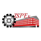 Logo firmy ISPE z grafiką przedstawiającą zębatkę i budynek fabryki z czerwonymi ścianami oraz szarym dachem.