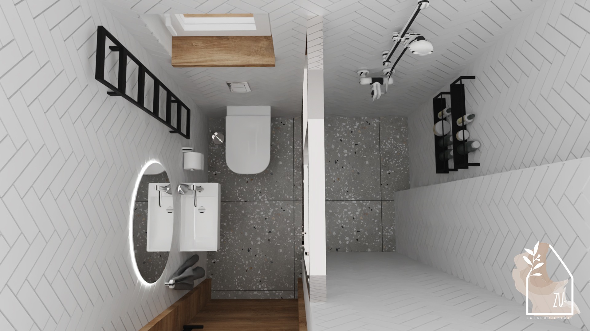 Zuzaprojektuje | Projektowanie wnętrz & grafika | PROJEKT MINI ŁAZIENKI
