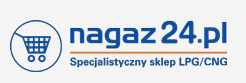 Logo sklepu internetowego nagaz24.pl z niebieskim wózkiem zakupowym i napisem 'Specjalistyczny sklep LPG/CNG' pod adresem strony.