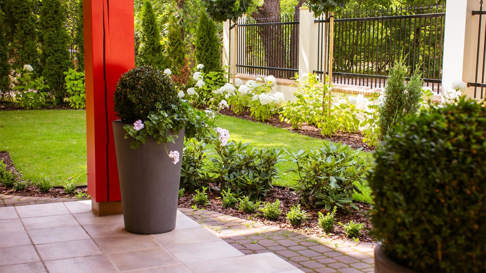 Piękny ogród frontowy