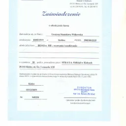 Skan zaświadczenia o ukończeniu kursu RODO w HR, wystawionego przez SEKA S.A. Oddział w Kielcach dla Grażyny Stanisławy Witkowskiej, z datą wystawienia 03/12/2019 i numerem 949250.