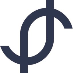 Radca Prawny Joanna Rynas - Ciemnoniebieski, abstrakcyjny symbol graficzny na białym tle, składający się z dwóch zakrzywionych linii przecinających się w kształt przypominający stylizowaną literę 'P'.