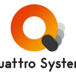 Abstrakcyjne logo firmy z gradientem od pomarańczowego do żółtego i ciemnoszarymi elementami graficznymi.