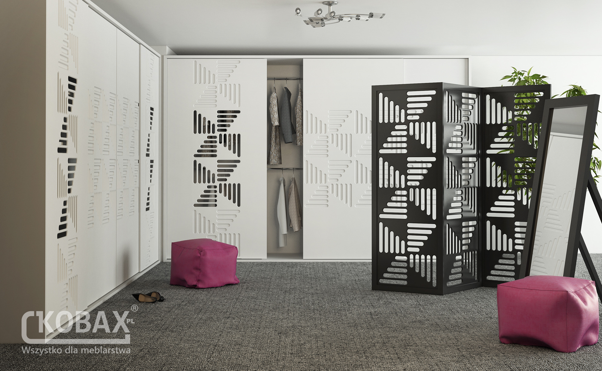 Panele 3D zastosowane jako fronty meblowe wzór PW i PA-009