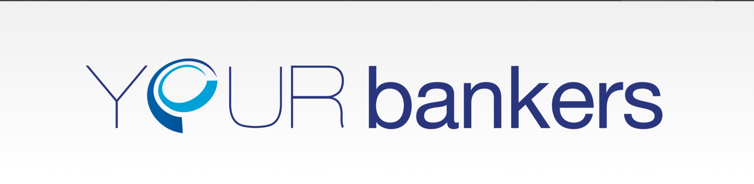 Logo firmy 'YOUR bankers' z niebieskim gradientem w nazwie, na białym tle.