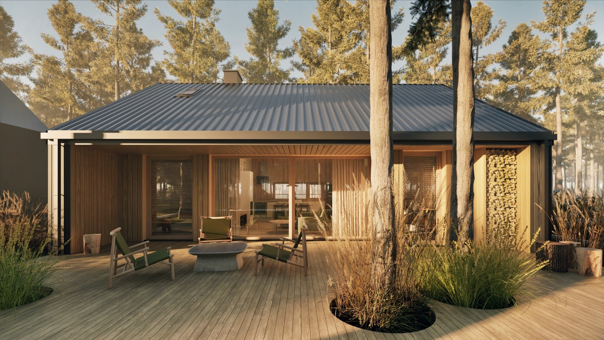 Projekt z uzyskanym pozwoleniem na budowę domku letniskowego.