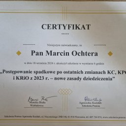 Ukończone szkolenie z zakresu zmian w postępowaniu spadkowym w świetle nowelizacji przepisów z 2023r. z dnia 18 września 2024r.
