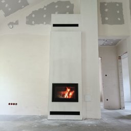 Klasyczna prosta zabudowa 
Wkład Defro Impuls SM z rozprowadzeniem grawitacyjnym na 2 pomieszczenia.