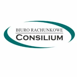 Logo firmy 'Biuro Rachunkowe CONSILIUM' z zielonymi elementami graficznymi w kształcie elipsy.
