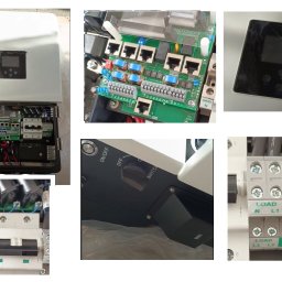 Piotr Kamiński Solution Energy Storage - Otwarta obudowa magazynu energii Deye z widocznymi wewnętrznymi komponentami: płytką PCB z portami Ethernet, bezpiecznikami Eaton, modułem WiFi oraz złączami LOAD i GEN.