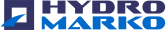 Logo firmy Hydro-Marko w odcieniach granatu i błękitu, z geometrycznym symbolem i nazwą firmy w dwóch rzędach.