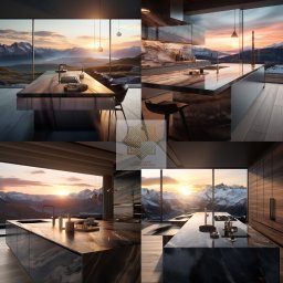 projekt kuchni w domu z widokiem na Norweskie góry.