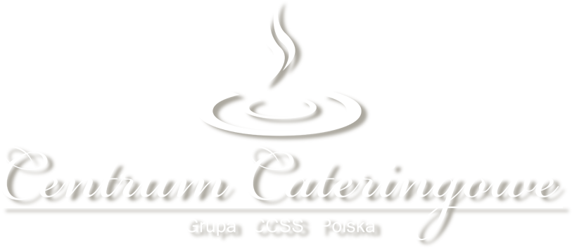 Logo firmy 'Centrum Cateringowe Grupa CCSS Polska' z symbolem filiżanki z parującym napojem, utrzymane w odcieniach brązu.
