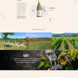 Strona internetowa winnicy Domaine Montléart z widokiem na winnice, butelki wina i informacje kontaktowe.