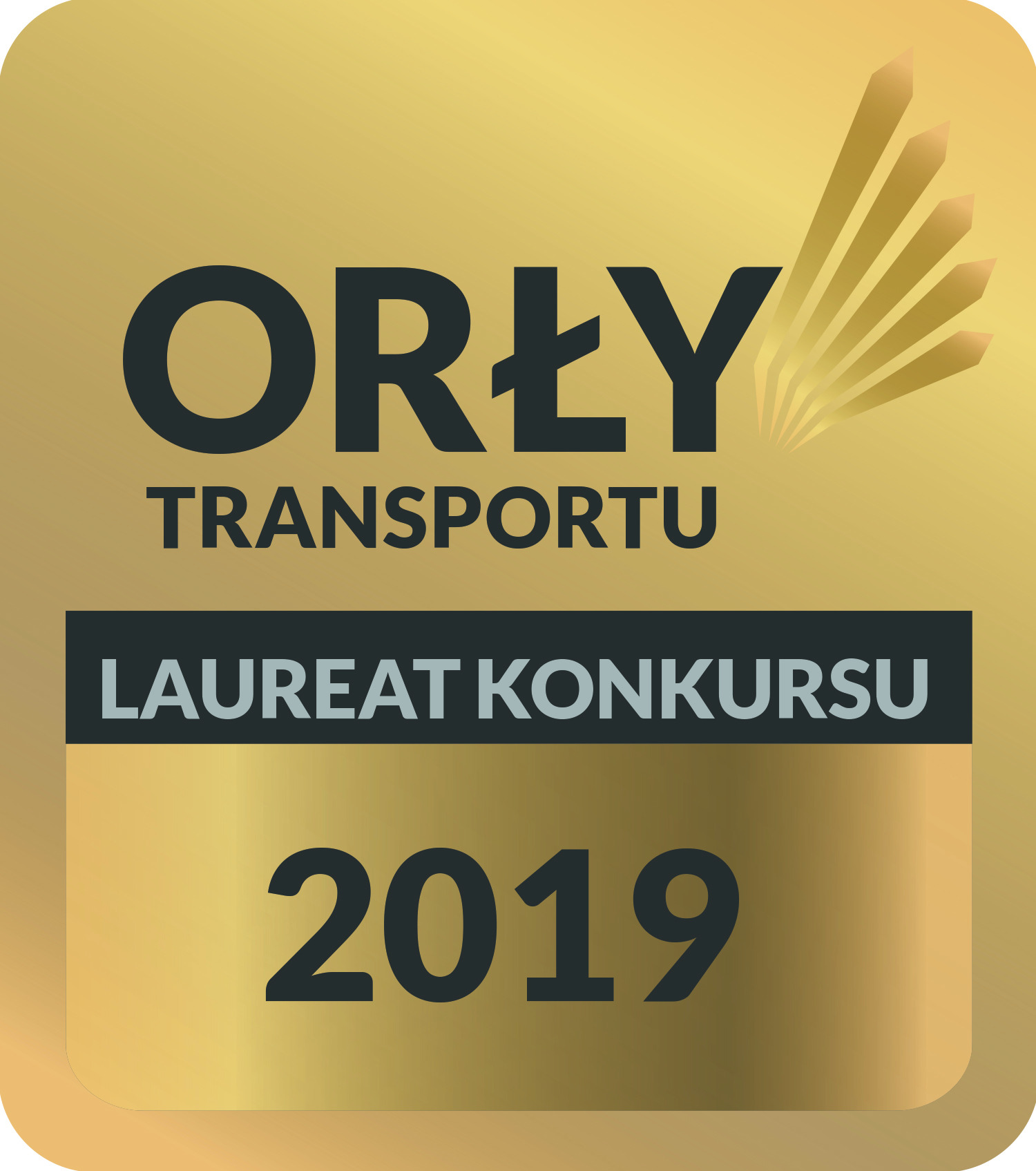Złota odznaka 'Orły Transportu' dla laureata konkursu w 2019 roku.