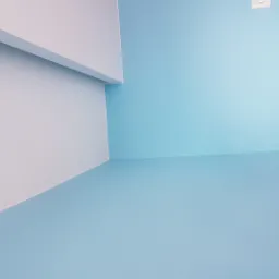 Pomalowane na błękitno ściany i sufit w rogu pokoju, przy suficie biała listwa dekoracyjna, widoczny włącznik światła.