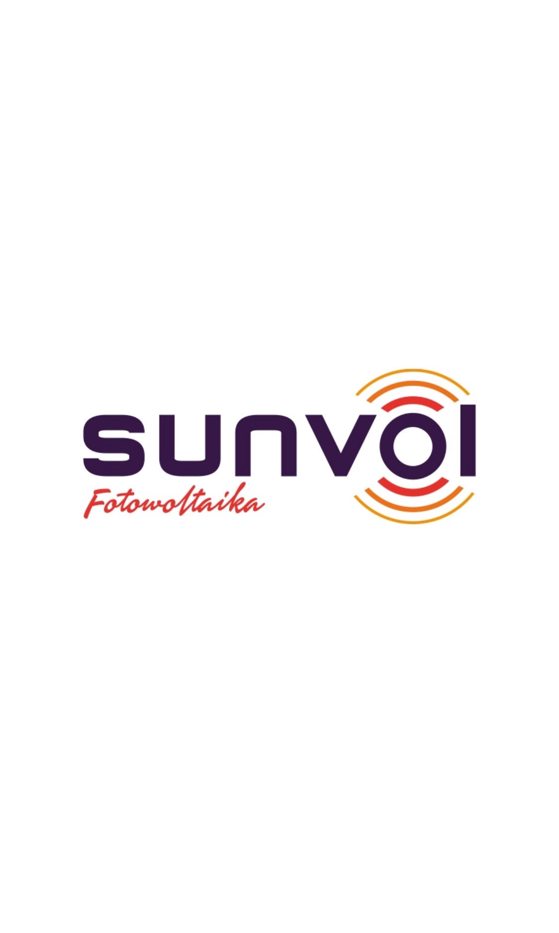 Logo firmy Sunvol z napisem 'Fotowoltaika' pod spodem, utrzymane w kolorach fioletowym, czerwonym i pomarańczowym.