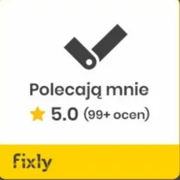 Logo Fixly z oceną 5.0 (99+ ocen) i symbolem rekomendacji.