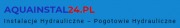 Logo firmy hydraulicznej AQUAINSTAL24.PL na niebieskim tle, oferującej instalacje hydrauliczne i pogotowie hydrauliczne.